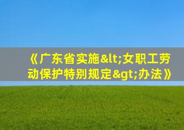 《广东省实施<女职工劳动保护特别规定>办法》